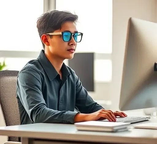 За компьютером лучше работать в специальных очках