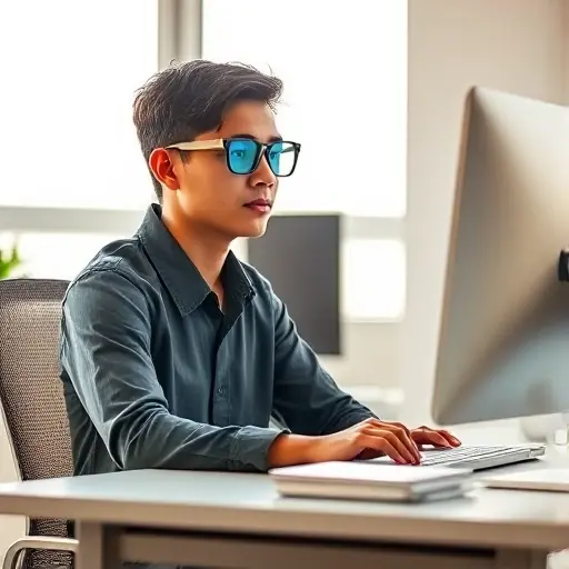 За компьютером лучше работать в специальных очках